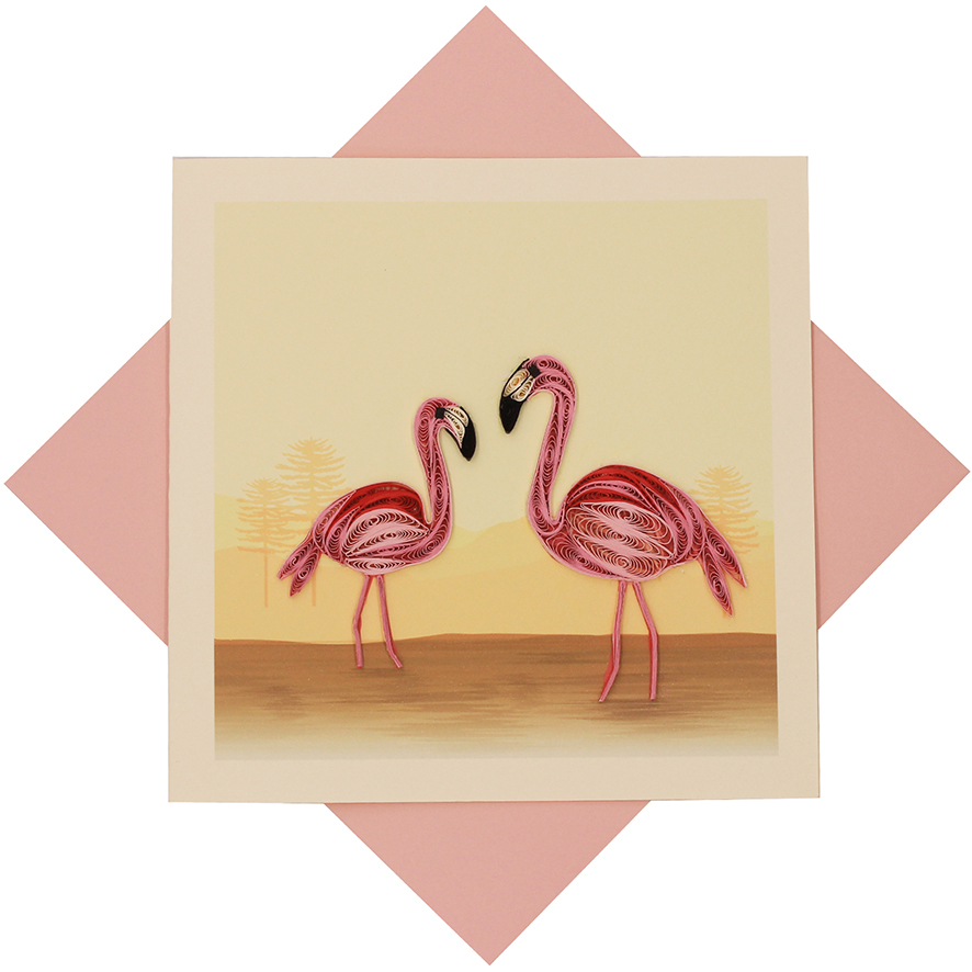 Quilled Flamingos Card